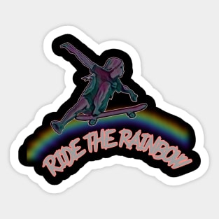 Ride the rainbow, skater girl Sticker